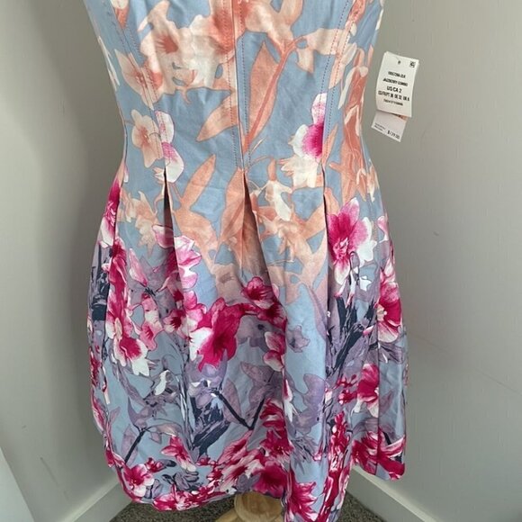Nine West NWT classic fit n flare dress Jazzberry floral party event dress sz 2 - Picture 9 of 13